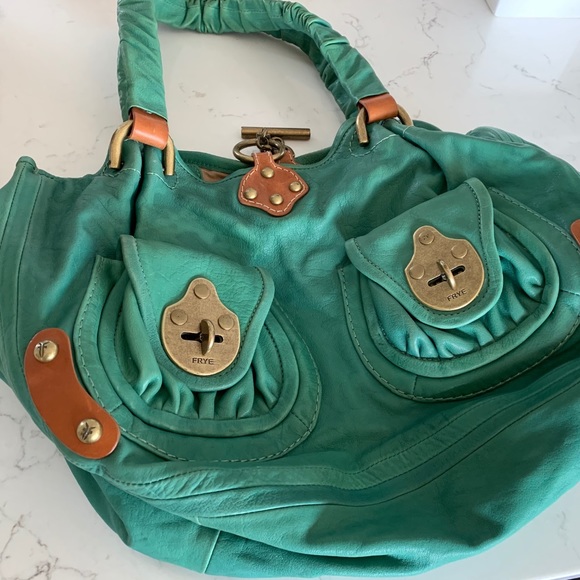 Frye Leather Hobo Bag-Green Blue - Picture 2 of 8
